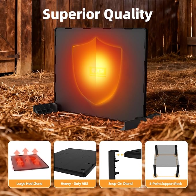 PETNF Brooder Plate for Chicks, Chick Heat Plate 11.8”×15.8” 140W, Adjustable 95–167°F Safe Warm Panel for 10–20 Chicks, Energy-Efficient Brooder Heater with 3-Way Height Stand for Chicken Coops