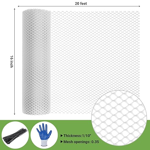 Mesh Tree Guard Trunk Protectors, Chicken Wire for Floral Arrangements, Tree Wraps to Protect Bark, Flexible Net Tree Guard 16 in x 20FT with 50 Zip Ties, Tree Bark Protector from Deer-White