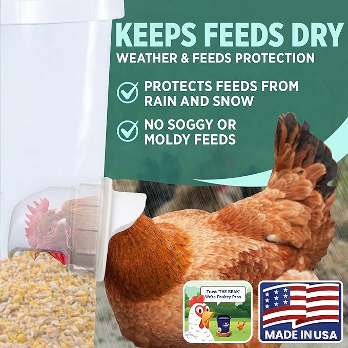 The Original Poultry Pro DIY Chicken Feeder | 3 Ports Poultry Feeders for Chicken Coop | Use for Buckets & Bins | Rain Proof, Weather Resistant - Original Feeder 3-Pack with Hole Saw