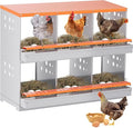 Chicken Nesting Box, 6 Compartment Metal Nesting Boxes for Chickens Laying Eggs, Rust Proofed Nest Box with Roll Away Egg Collection Laying Box for Chicken Coop