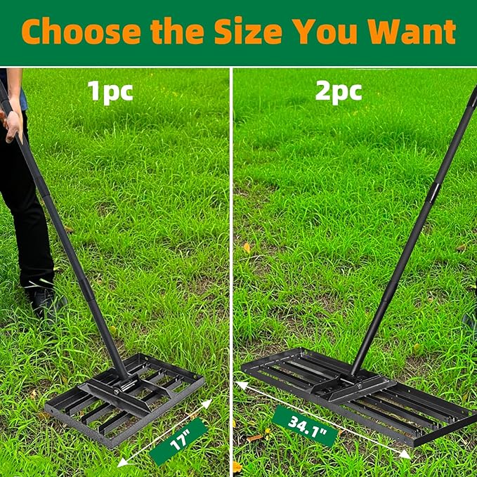 Lawn Leveling rake 17"x9.4" Levelawn Tool with 70.5" Adjustable Long Handle Heavy Duty Landscape Leveling Rake Lawn Leveler Yard Tool for Backyard, Golf Course, Garden, Pasture, Farm