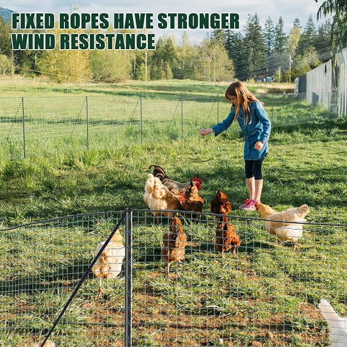 SUNYRISY Garden Mesh Fence Temporary Safety Fencing, 40in x 98.4ft Garden Fence Animal Barrier with Steel Stakes, Fencing Netting for Construction Backyard Chickens Dog Poultry Deer