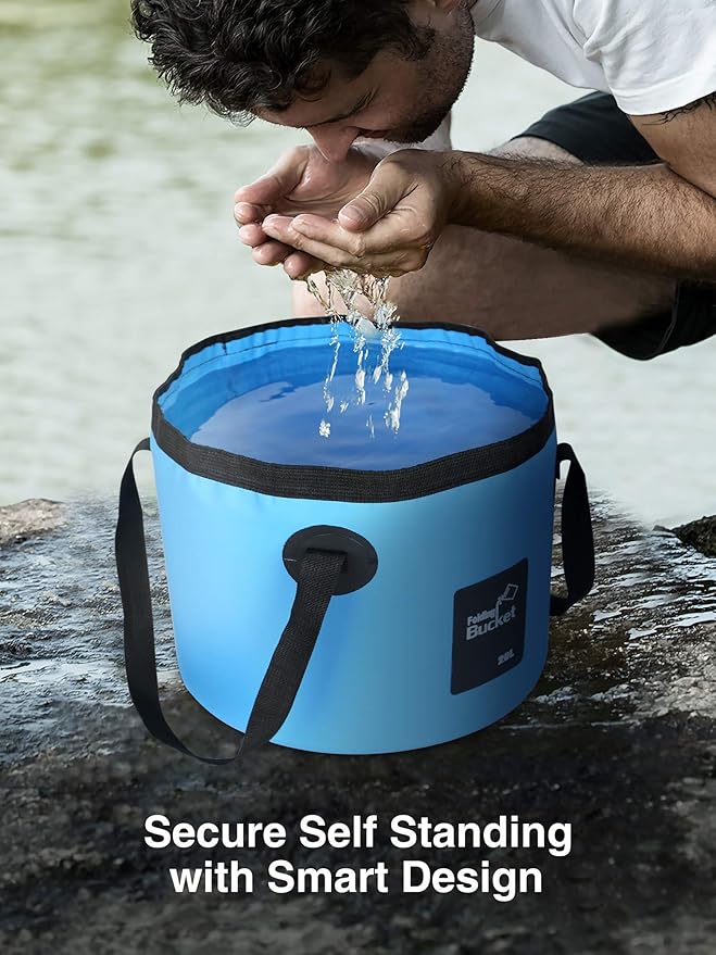 Luxtude Collapsible Bucket with Handle, Portable 5 Gallon Bucket for Camping, Fishing, Beach, Gardening, RV & Outdoor Emergency, Heavy-Duty & Ultra Lightweight Water Storage Container