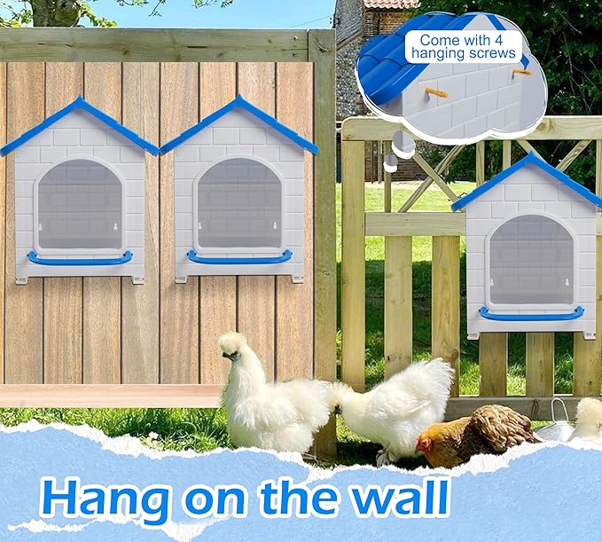 Chicken Nesting Box, 100% Waterproof Hens Nesting Box for Laying Eggs for Hens, Ducks and Poultry, Large Signle Compartment Chicken Nesting Boxs Indoor & Outdoor (Blue)