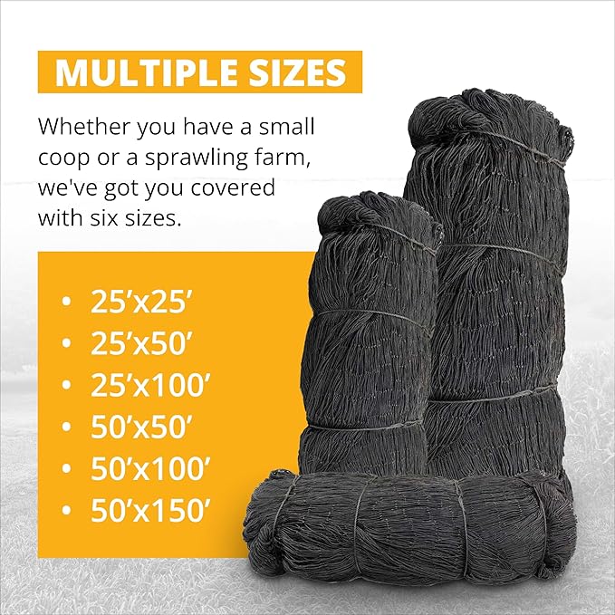 Stromberg’s 2” Mesh Heavy Duty Knotted Aviary Netting, UV Resistant Polyethylene Fiber for Game Birds, Pheasants & Poultry, 85 Lbs Break Strength Durable Against Weather and Predators