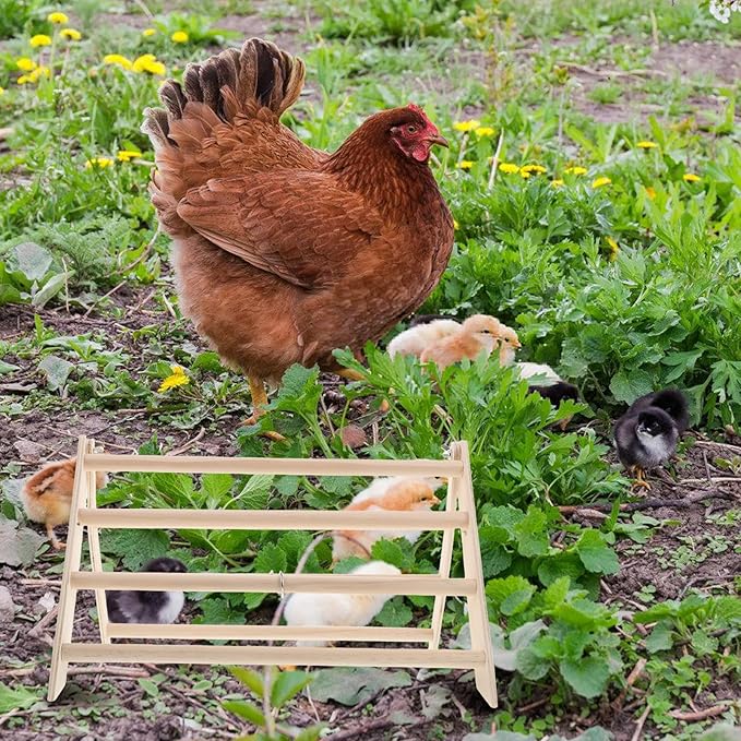 YARNOW Chicken Perch Stand Wooden Roosting Bar for Baby Chicks Detachable Easy Clean Poultry Coop Accessory 14.56X12.59X7.87 Inches