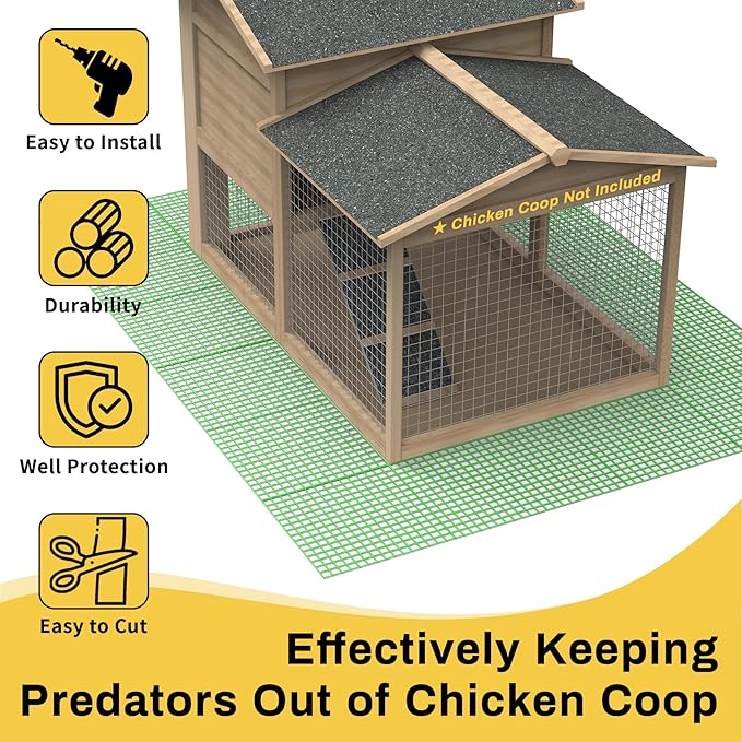 Chicken Coop Predator Proof Wire Mesh, Poultry Bottom Barrier Netting, Anti-Digging Skirt Predator Apron, 11.6" x 65 Ft Total