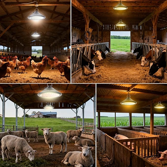 Solar Chicken Coop Light with Timer | Three-Color Dimmable LED, IP66 Waterproof Hanging Ceiling Pendant Light Suitable for Poultry Farms,Coops,Patio,Camping,Garage etc