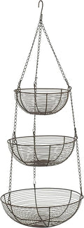RSVP International Hanging Storage Collection 3-Tier Baskets, Bronze Woven Wire