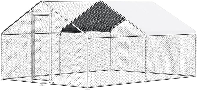 Chicken Coop Large Metal House Chickens Pen Outdoor for More Than Chickens Poultry Cage with Waterproof Cover for Rabbits Duck Walk-in Chicken Runs for Yard with Cover Outdoor