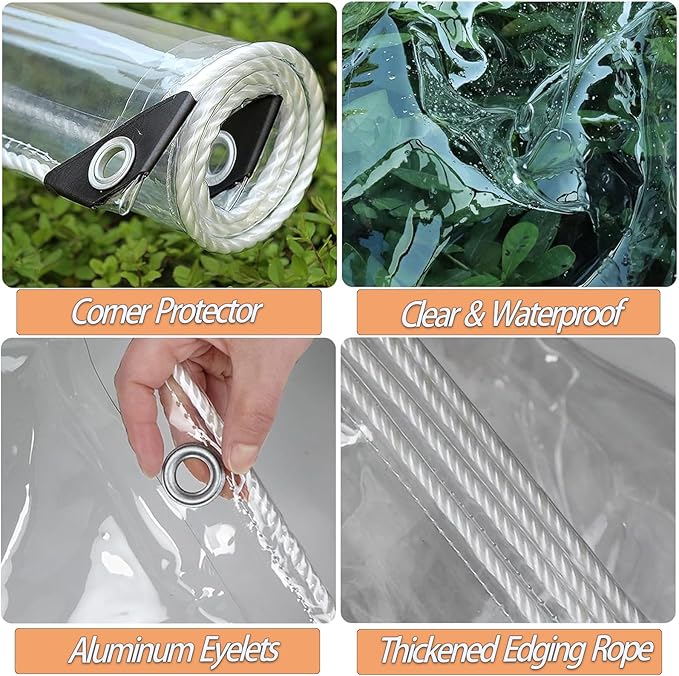 9.8 * 16.4 FT Thickened Chicken Coop Cover for Winter, Waterproof & Anti-Tear Chicken Coop Insulation with Rope, Chicken Run Sidewalls, Windproof Clear Chicken Coop Tarp for Chicken Run