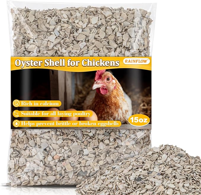 Crushed Oyster Shell for Chickens – 15oz Natural Calcium Supplement for Laying Hens, Backyard Flocks & Poultry, Supports Eggshell Quality for Chickens, Ducks and Quail