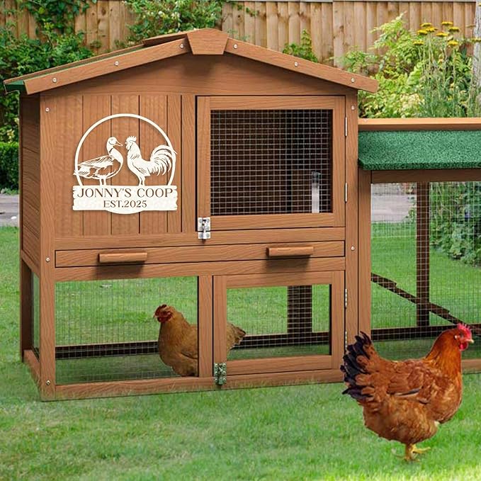 Personalized Chicken Coop Signs, Metal Funny Farm Decor, Chicken Coop Accessories, Metal Outdoor Wall Art, Custom Hen House Sign, Rustic Farmhouse Wall Decor for Farm Yard Garden Color07