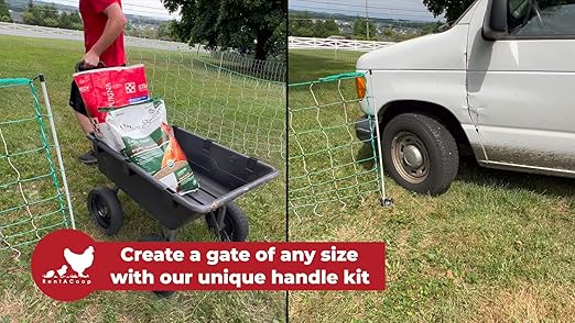 RentACoop Gate Handle Kit for Electric and Non-Electric Fencing - Includes Handles, Hooks, Stakes, Guylines, and Pegs - Posts Not Included