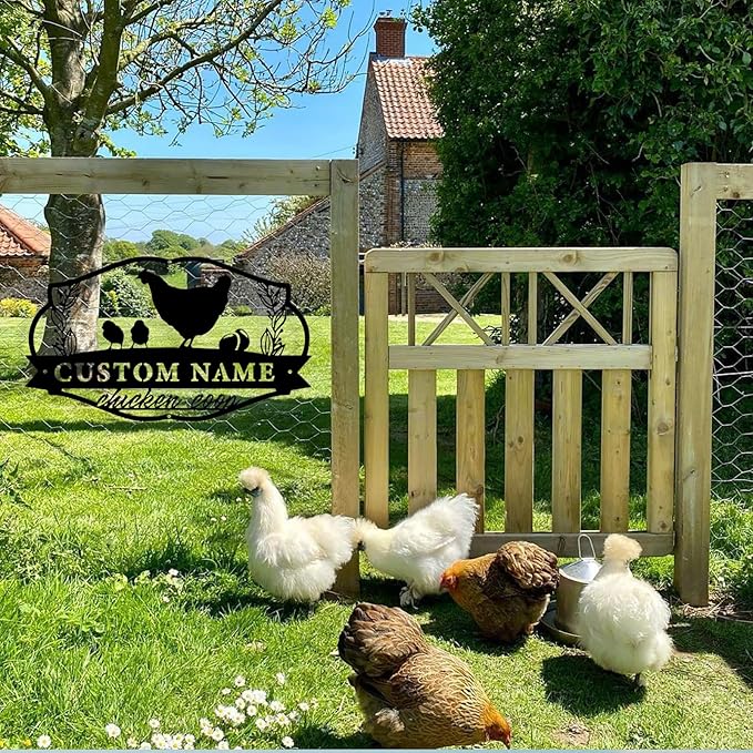 Custom Chicken Coop Metal Sign, Personalized Chicken Coop Sign for Outside, Custom Metal Hen House Farm Signs, Chickens Hen House Farmhouse Wall Art Decor