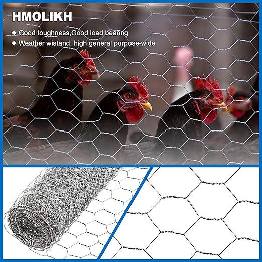 Galvanized Chicken Wire Mesh Fencing 14'' x 20', Anti-Rust Hexagonal Net for Outdoor Gardening, Protect Plants/Vegetables/Flowers/Fruits from Dogs, Rabbits, Squirrels