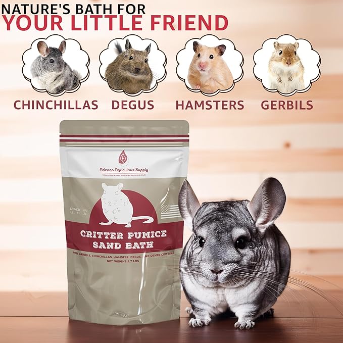 Natural Critter Dust Bath (2.7 lbs) – Crystalline Silica-Free – Made in USA – Perfect for Hamsters, Chinchillas, Gerbils, Chickens, and More