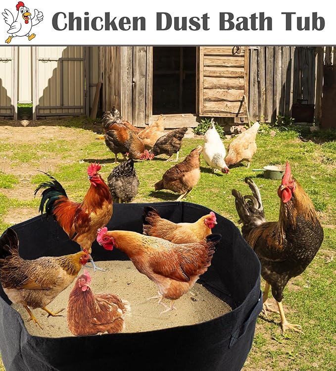 FlidRunest 2PCS Chicken Dust Bath Tub for Coop, Chicken Bath Cleaner Container with Sturdy Handle, 22.8'' x 9.8'' Dust Bath Pool for Chickens, Essential Coop Accessory for Chick, Hens, Poultry