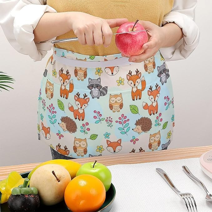 Half Apron with 3 Pockets Chef Cooking Kitchen Restaurant Aprons for Women Men