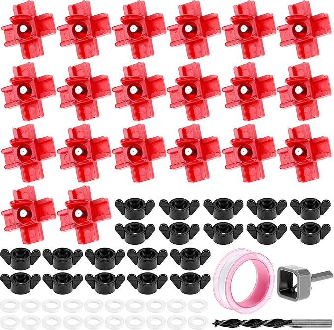 QWORK Horizontal Chicken Nipples Waterer, 20 Sets Automatic Poultry Water Feeder, Side Mount Poultry Water Nipple Waterer Drinker, Chicken Water Feeders