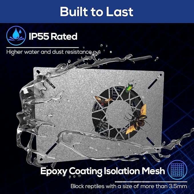 Abestorm 260CFM Crawlspace Ventilation Fans, IP-55 Rated Exhaust Fan with Humidistat Thermostat, 6.7 Inch Basement Vent Fan with Isolation Mesh for Crawl Space, Garage, Attic, Exhaust,Commercial