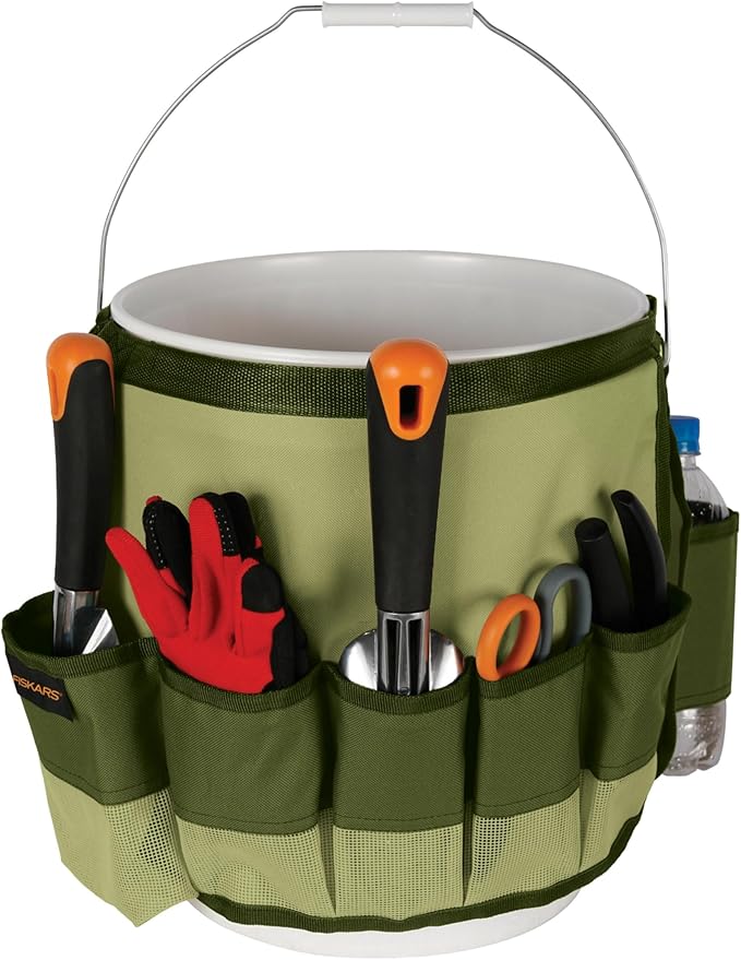 Fiskars Garden Tool Bucket Caddy 5 Gal, (Bucket and Tools Not Included)