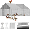 Metal Chicken Coop with Run, 13.1x9.8x6.6ft, Walk-in Chicken Run for Yard with Cover, Upgrade Double Lock & Rust-Proof Mesh, Stainless Steel Ties, Easy Assembly, Chicken Pen for Ducks, Rabbits