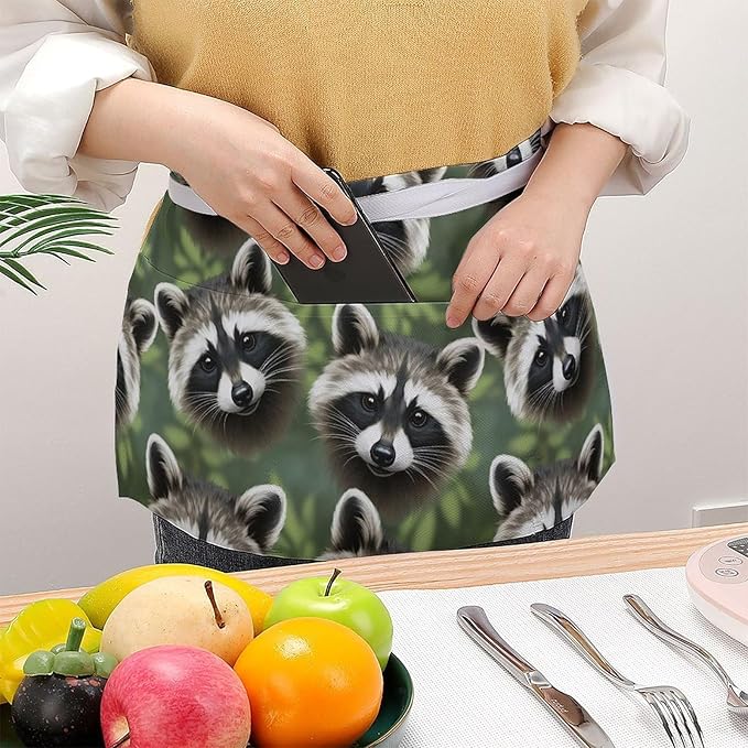 Server Apron with 3 Pockets Waist Waiter Waitress Half Apron Short Aprons