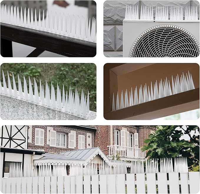 OFFO Bird Spikes Pigeon Outdoor Spikes for Cat Keep Birds Raccoon Woodpecker Away Covers 20 Feet(6.1m), Frosted White