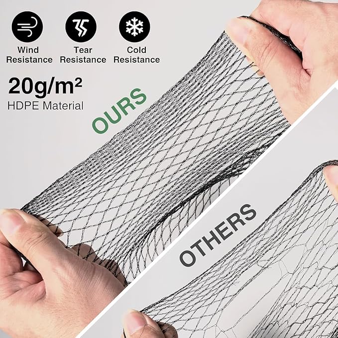 10 x 10Ft Pond Netting for Koi Ponds, Koi Pond Net Cover, Durable & Sturdy Pond Netting Cover for Leaves, Protect Koi Fish Against Herons, Raccoons, Cats & Predators, 12pcs Stakes Included