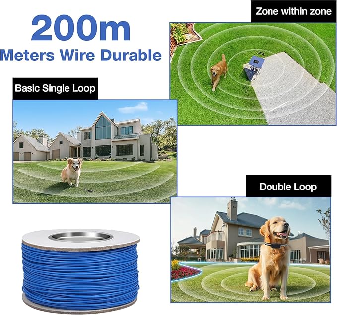 Underground Dog Fence System - Extremely Professional Electric Fence for Dogs for Easy Setup and Waterproof, Wireless Collars with Tone/Shock for 2 Dogs