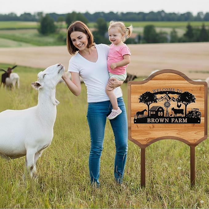 Personalized Farm Sign, Custom Farm Metal Signs Outdoor, Custom Ranch Sign, Customized Family Name Metal Signs for Farms, Ranch, Farmhouse, Welcome Signs Housewarming Rancher Gifts