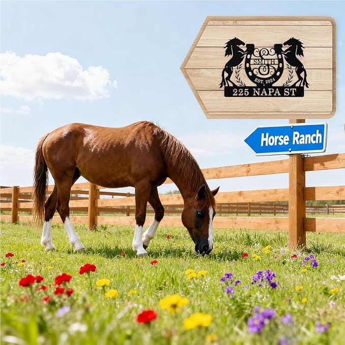 Personalized Metal Farm Sign, Custom Farm Metal Signs Outdoor, Custom Ranch Sign, Customized Horse Signs Western Decor for Farms, Ranch, Barn, Farmhouse, Housewarming Rancher Gifts