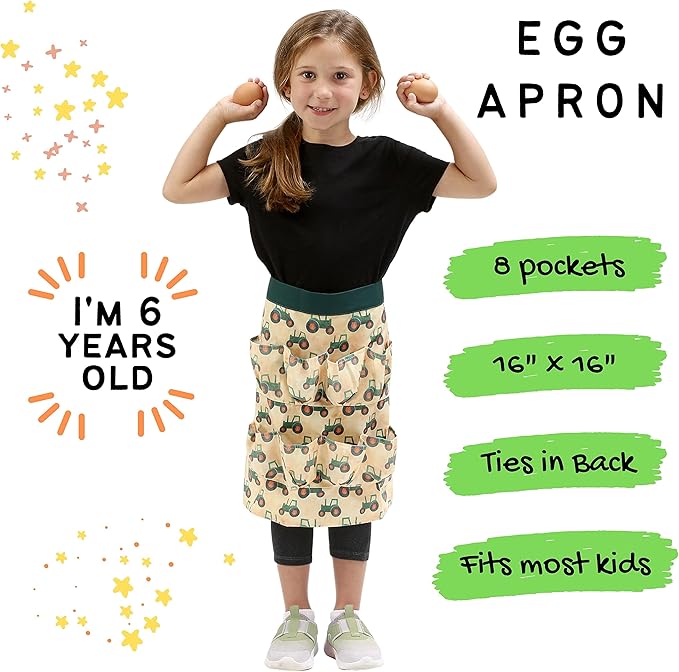 Plum Hill Kids Chicken Egg Collecting Apron with Pockets