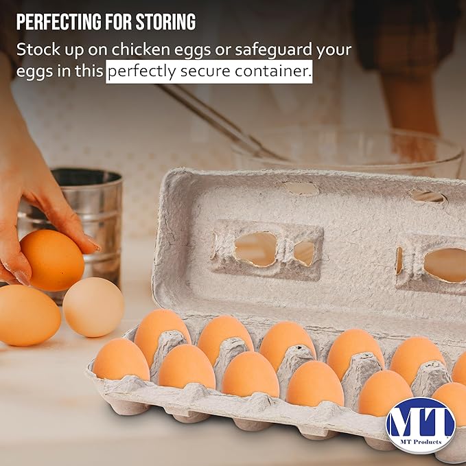 MT Products Blank Natural Pulp Egg Cartons Hold Twelve Eggs 1 Dozen 11.50" x 4.2" x 1.25" - Perfect for Chicken Farm (Pack of 15) - Made in the USA