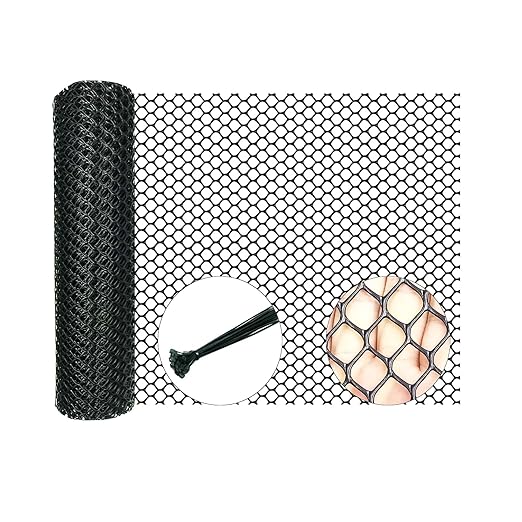 KYHSOM Black Plastic Chicken Wire Fence Mesh,Plastic Wire Mesh Fence Roll 7.87IN x5.91FT - Plastic Wire Mesh Fence with 25 Straps Suitable for Garden Guardrails, Poultry, and Rabbits