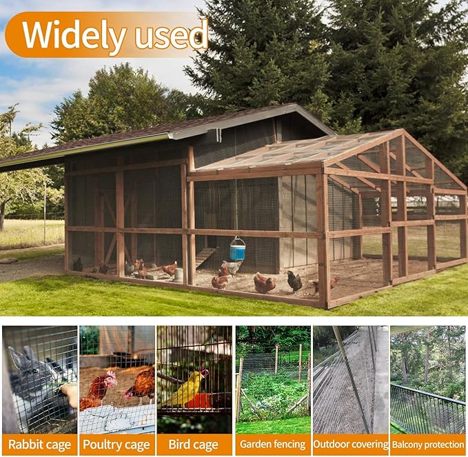 1/2inch 16"x50' Chicken Wire Fencing Roll, Galvanized Hardware Cloth, 19Ga Hot-Dip Welded Preventing Snakes, Raccoons and Foxes