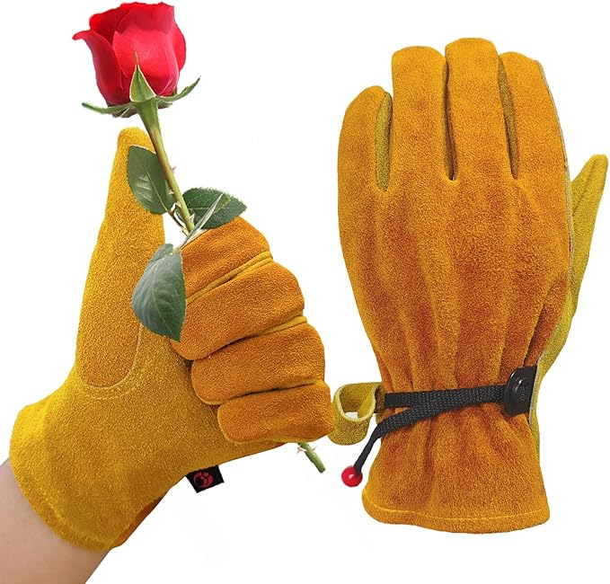 Leather Gardening Gloves for Men, Work Gloves for Welding, Construction, Chainsaw, Farm, Ranch, Yard Work gloves
