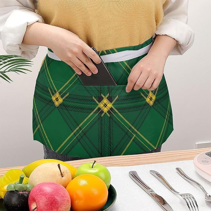 Half Apron with 3 Pockets Chef Cooking Kitchen Restaurant Aprons for Women Men