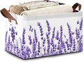 Lavender Storage Baskets,Foldable Organizer Bin with Handles for Home Living Room Bedroom Closet Box 17x11.5x10Inch