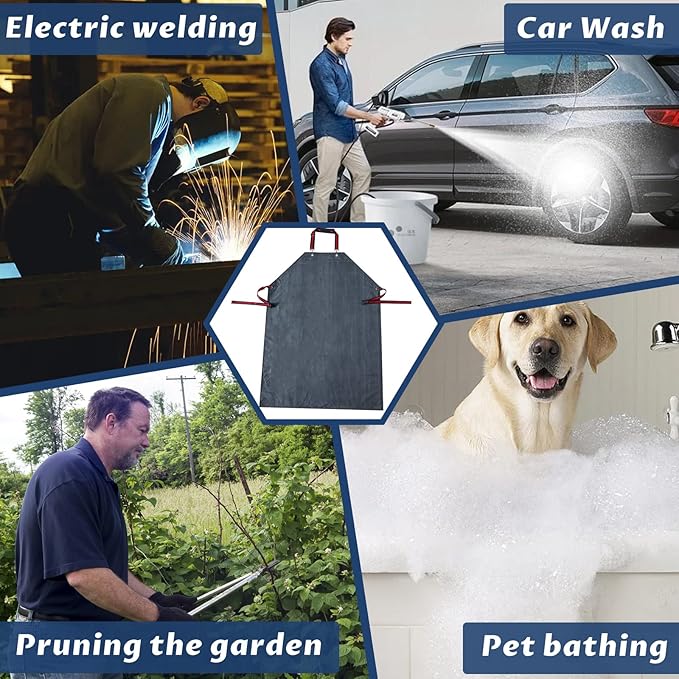 Thick Rubber Apron,Professional Waterproof Chemical Oil Resistant Aprons for Dishwashing,Dog Grooming,Butcher(2 pack)