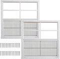 Yuzzy Shed Windows 2 Pack, Chicken Coop Windows 36" x 36" with Tempered Glass and Fiberglass Screen, Flush Mounted Small Window for Shed, Barns, Playhouse, Household, Garage (White)
