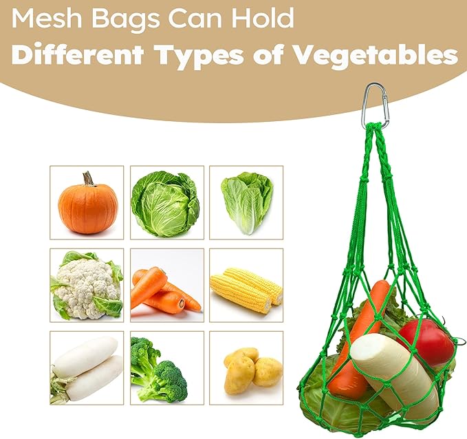 Chicken Vegetable Hanging Feeder 2PCS - Reusable Poultry Feeding String Bag, No Waste Enrichment Feeder for Hens Ducks Coops, Chicken Toy for Coops(Green)