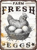 Vintage Chicken Coop Tin Sign Farm Fresh Eggs Retro Chicken Hen Rooster Metal Poster Funny Pet Lovers Wall Art Accessories for Coop Shop Bar Farmhouse Garden Plaque Farm 12 * 16inch