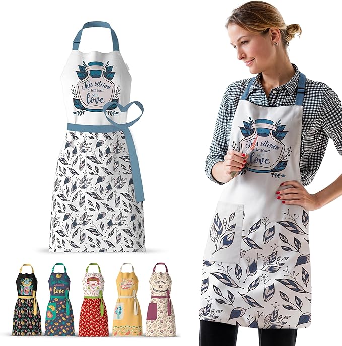 Waterproof Apron for Adults – Adjustable Fit with Deep Pockets, Stylish Cooking & Baking Apron for Women & Men
