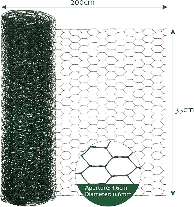 SATINIOR 2 Sheets Chicken Wire Net for Craft Work, Galvanized Hexagonal Wire Mesh (Green,13.7 x 160 Inches)