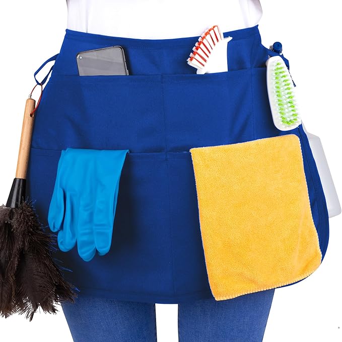 5-Pocket Waterproof Professional Cleaning Apron. Made for Pro Cleaners. Like a Cleaning Caddy Around Your Waist