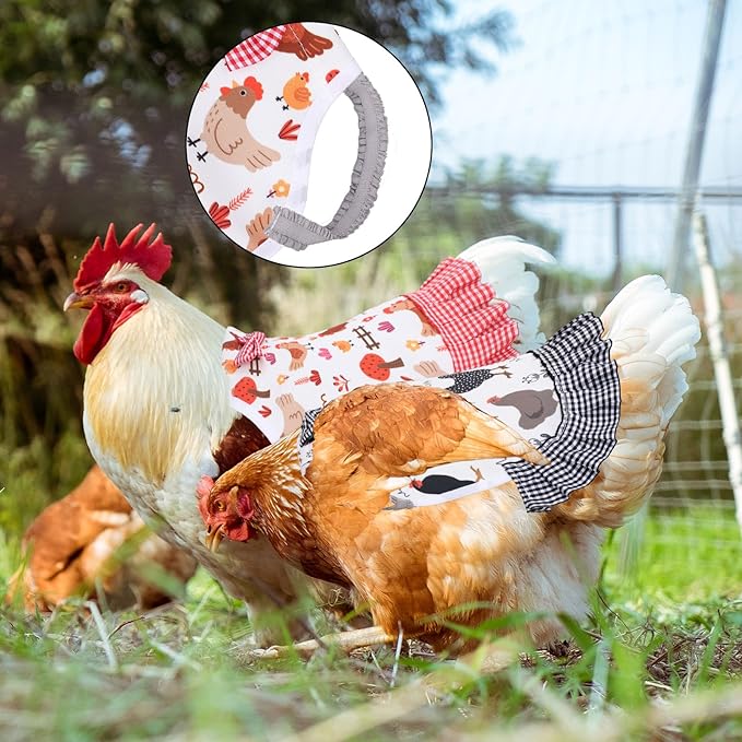 Whaline 8Pcs Chicken Saddles for Hens Chicken Apron with Elastic Straps for Poultry Protector Wing Back Feather Fixer Supplies