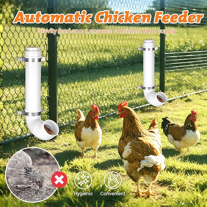 PVC Pipe Chicken Coop Feeder, Rat-Proof with Lid, Poultry Feeder (1 Pack)