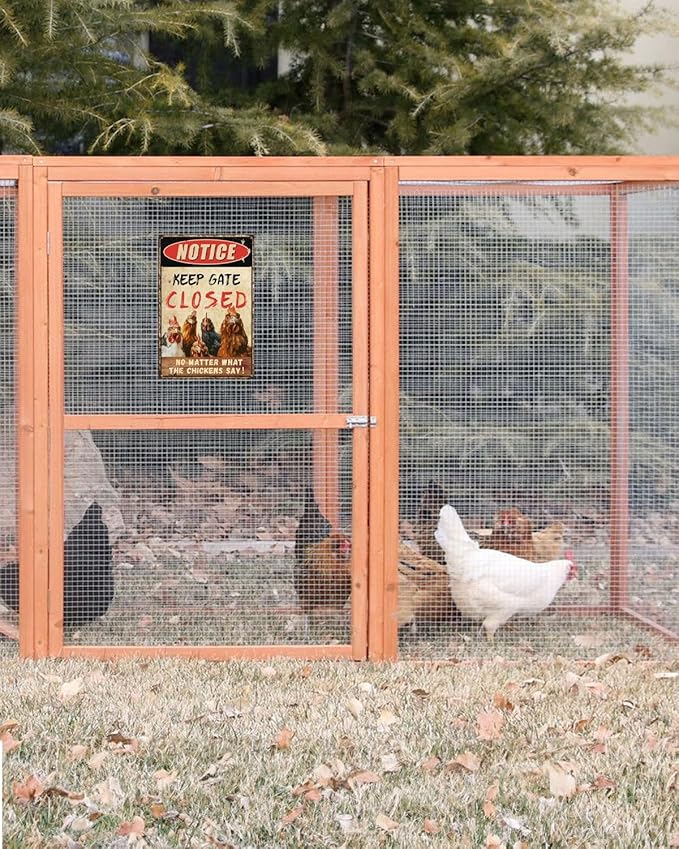 ALKB Funny Chicken Coop Accessories Outdoor Chicken Decor 8" x12'' - Keep Gate Closed No Matter What The Chickens Say for Chicken Lovers